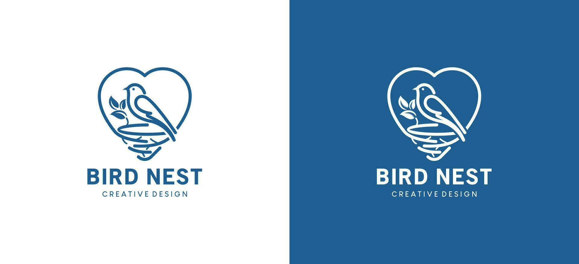 moderno abstrato amor pássaros ninho logotipo Projeto vetor