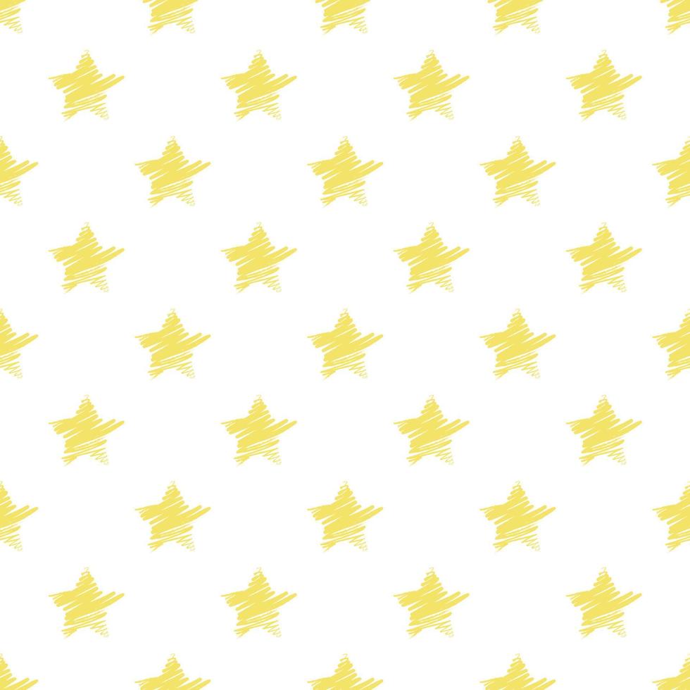 mão desenhada estrelas amarelas padrão sem emenda. vetor