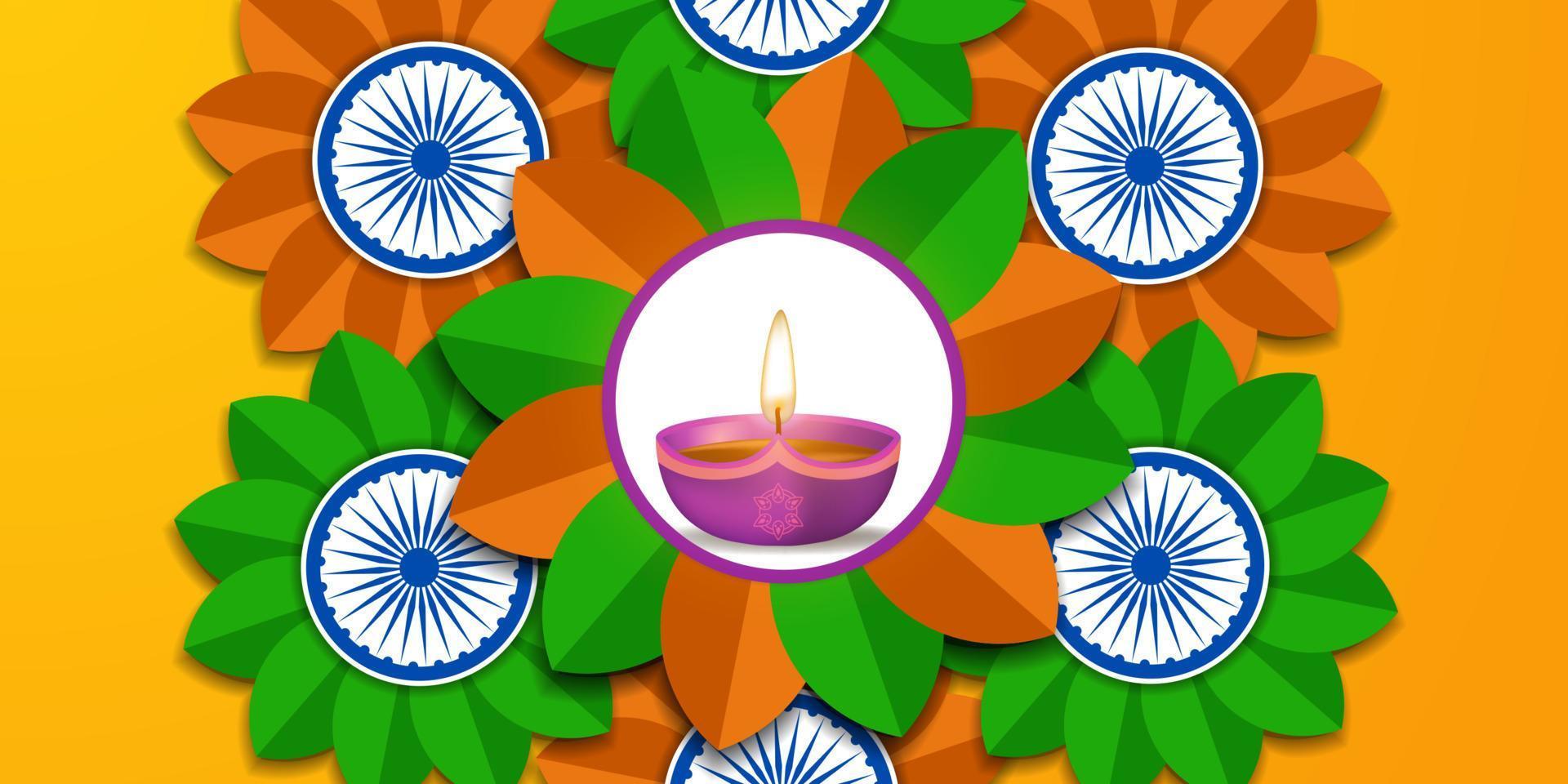 Diwali festival of light rangoli mandala pôster banner cartão comemorativo vetor
