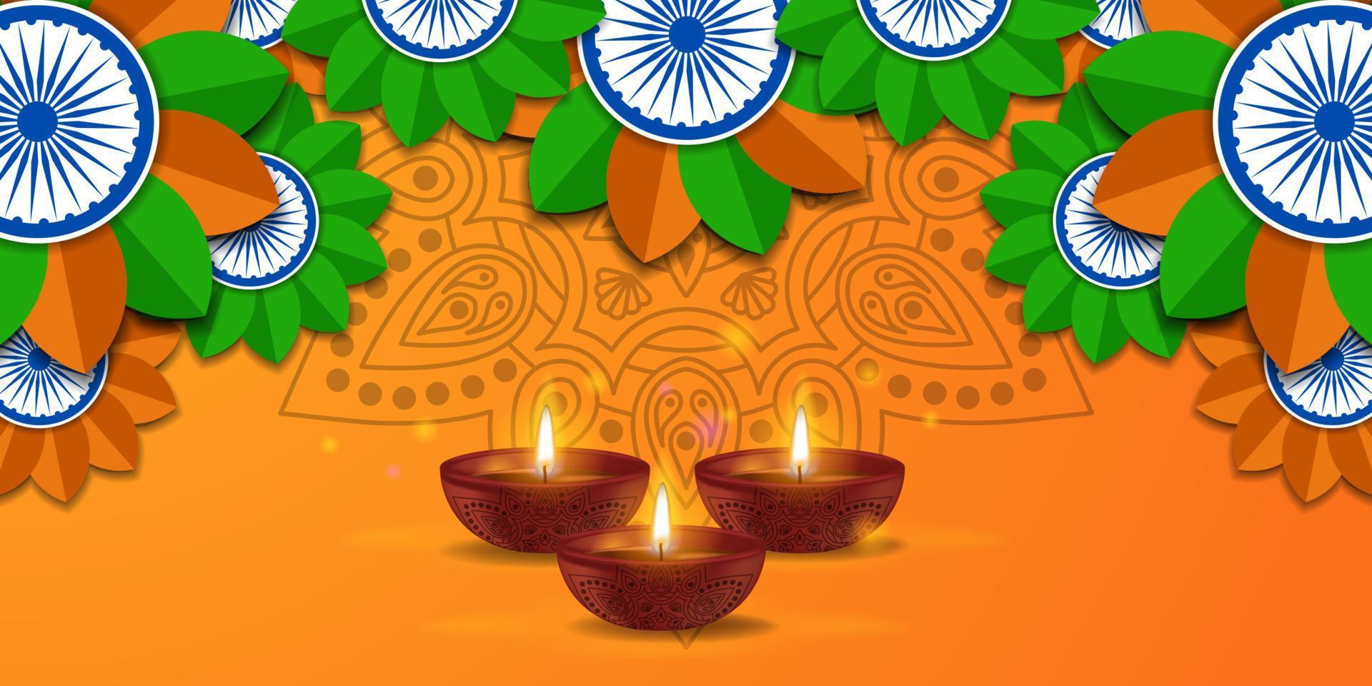 Diwali festival of light rangoli mandala pôster banner cartão comemorativo vetor