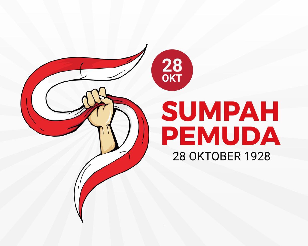 Dia da promessa da juventude indonésia feliz dia de fundo do pôster banner de vetor simples
