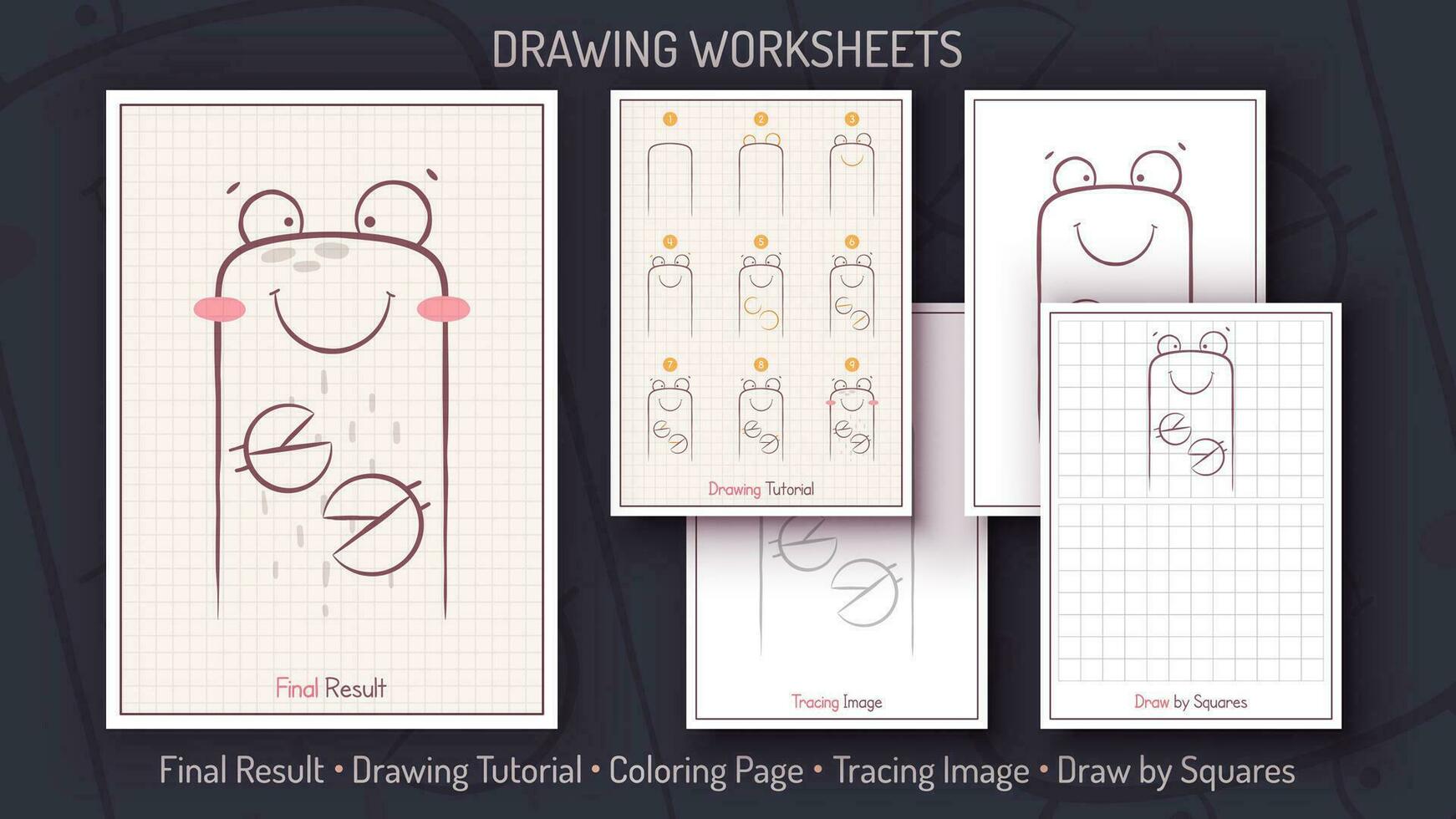 quão para desenhar uma feliz caranguejo. degrau de degrau desenhando tutorial. desenhar guia. simples instrução. coloração página. fichas de trabalho para crianças e adultos. vetor eps 10.