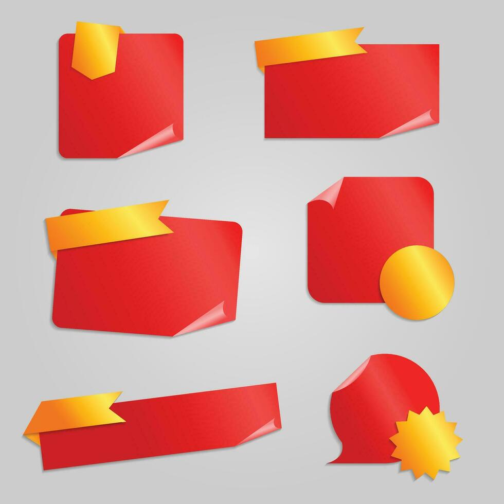 conjunto do adesivos dourado vermelho tag venda preço rótulo gradiente luxo gradiente Projeto vetor