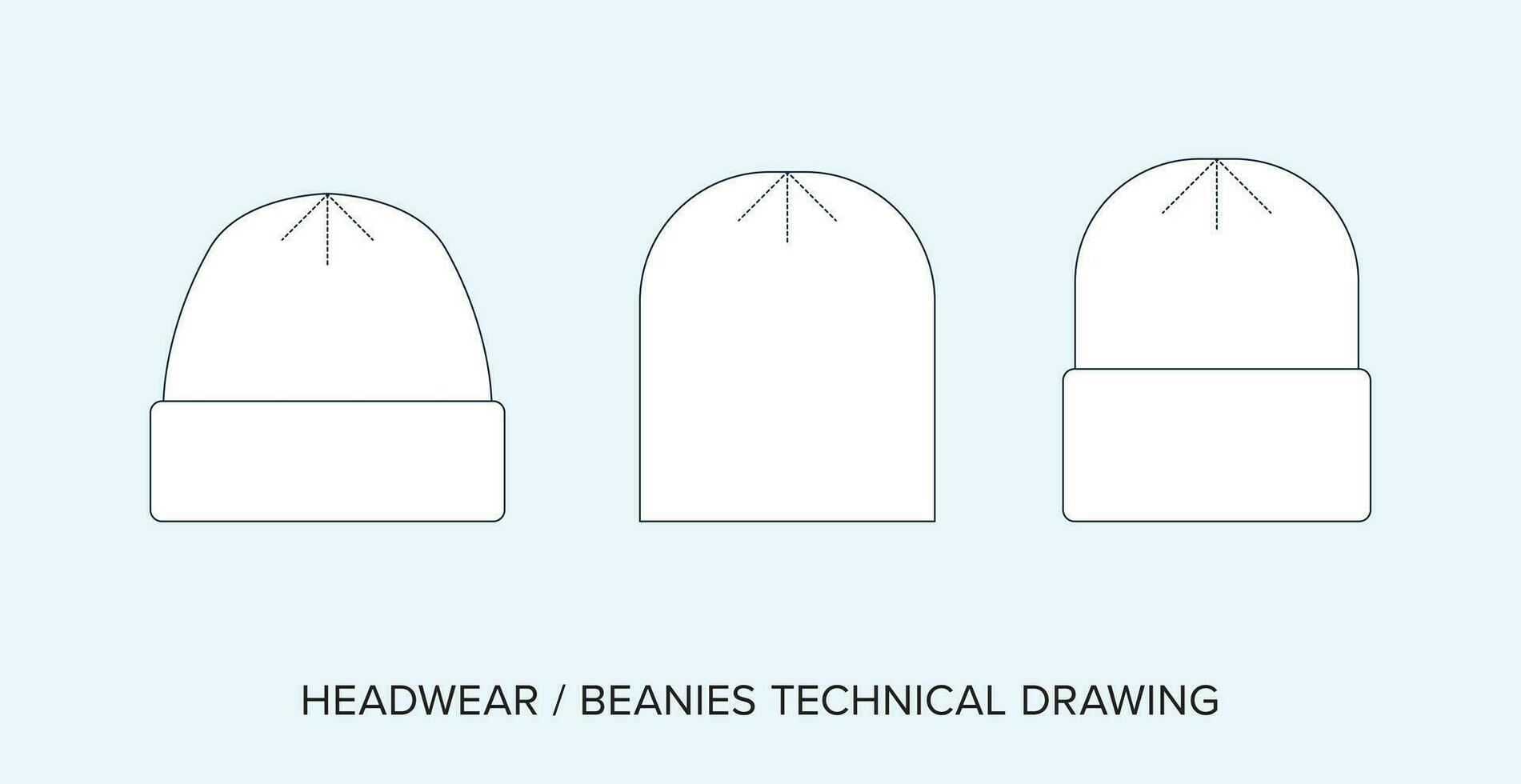 diferente gorros técnico desenho, acessório projeto para moda designers vetor