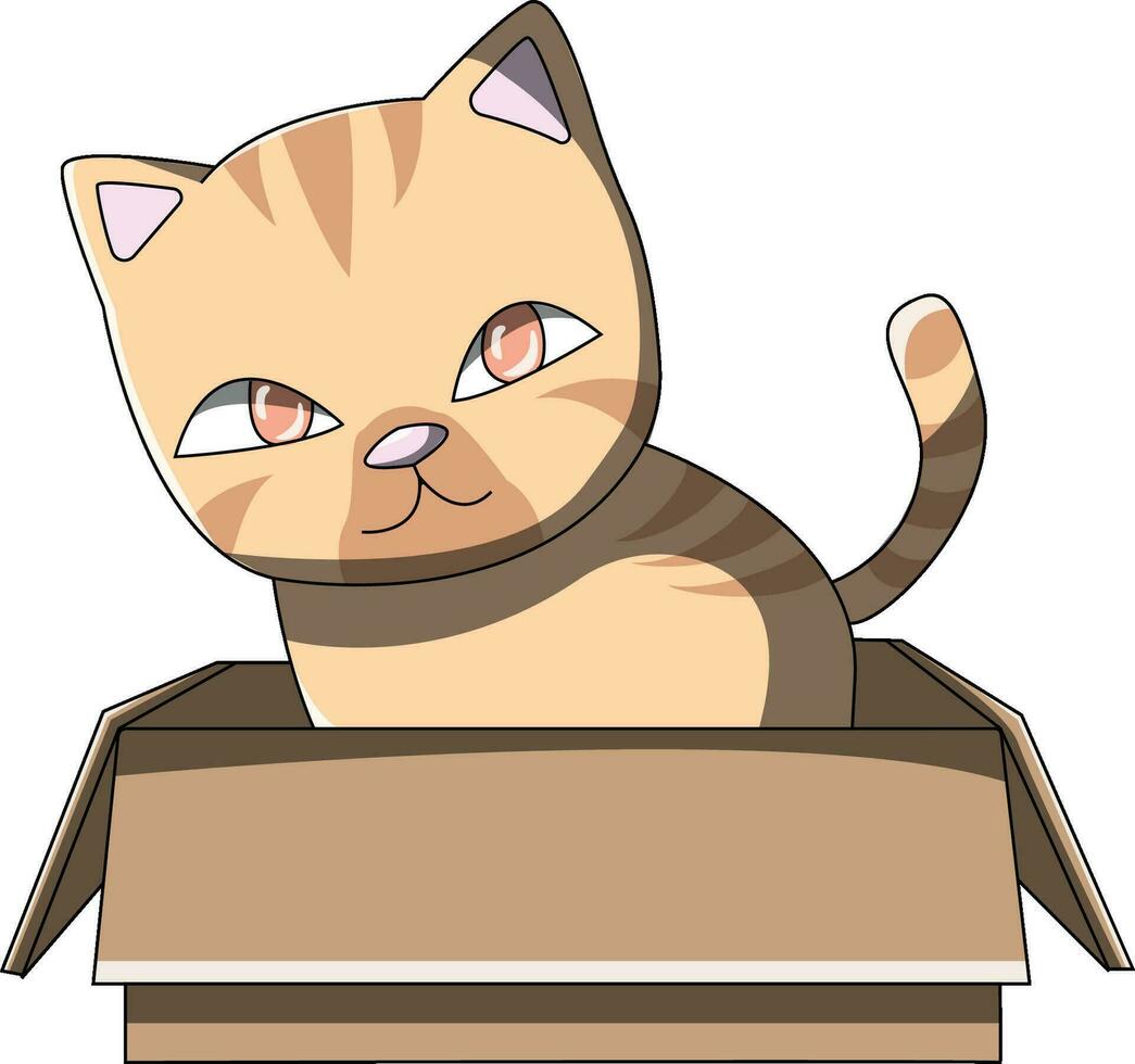 gato gatinho vetor ilustração desenhando dentro uma caixa
