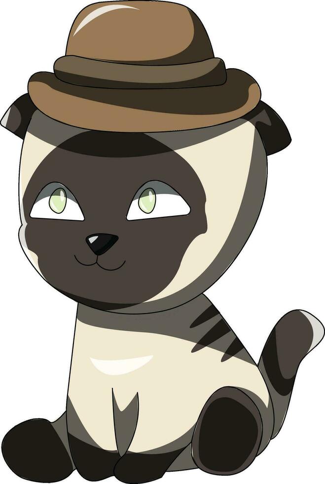 detetive gato gatinho vestindo fedora vetor ilustração desenhando desenho animado fofa