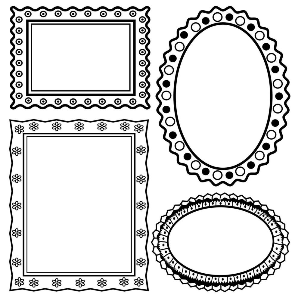 conjunto do vetor abstrato geométrico quadros desenhado dentro rabisco estilo em uma branco fundo