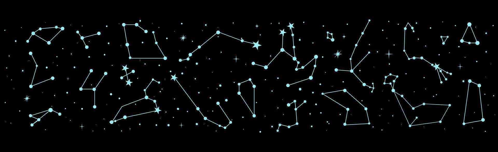 noite céu mapa, Estrela constelações vetor fronteira