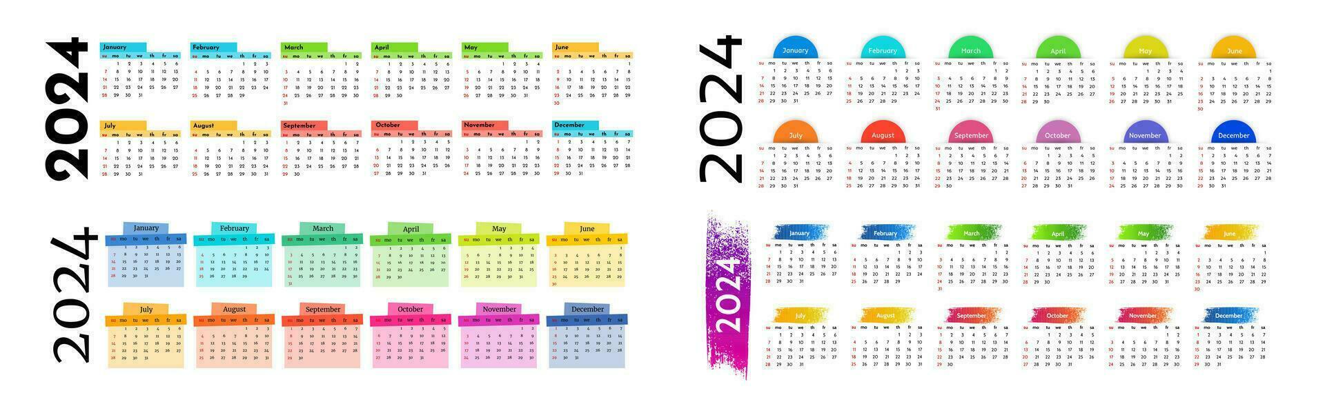 calendário para 2024 isolado em uma branco fundo vetor