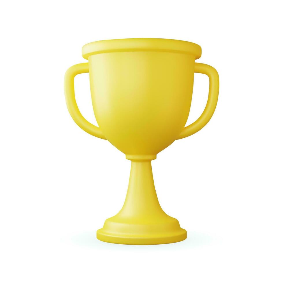3d campeão troféu, ouro copo ícone isolado branco fundo. vencedora prêmio, esporte prêmio, sucesso conceito. 3d Renderização. vetor ilustração
