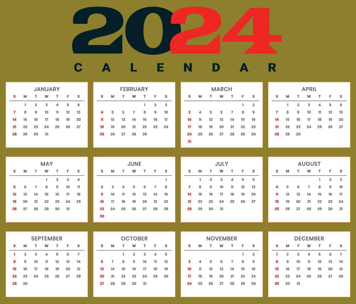 lindo 2024 calendário vetor