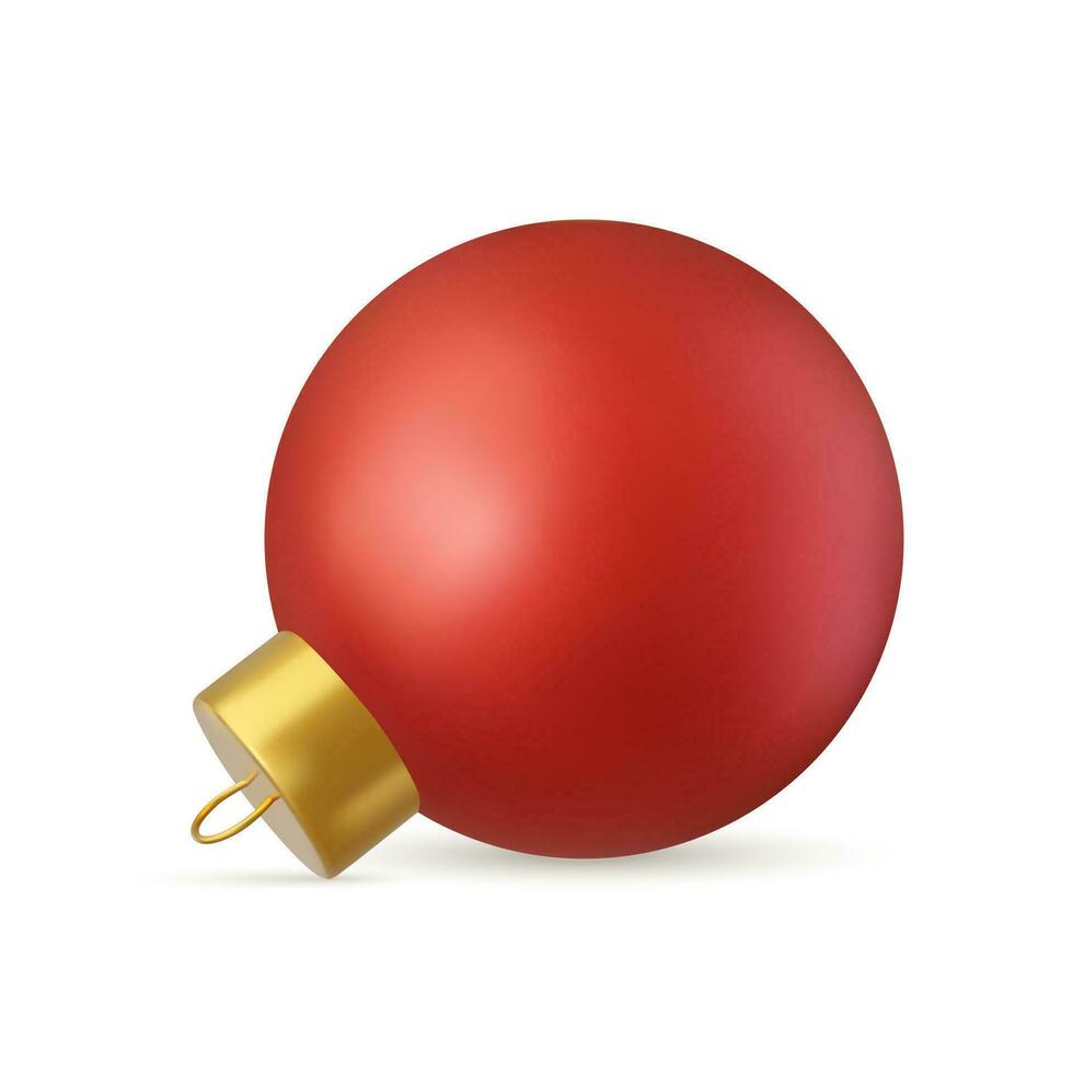 3d vermelho Natal bola isolado em branco fundo. . Novo ano brinquedo decoração. feriado decoração elemento. 3d Renderização. vetor ilustração