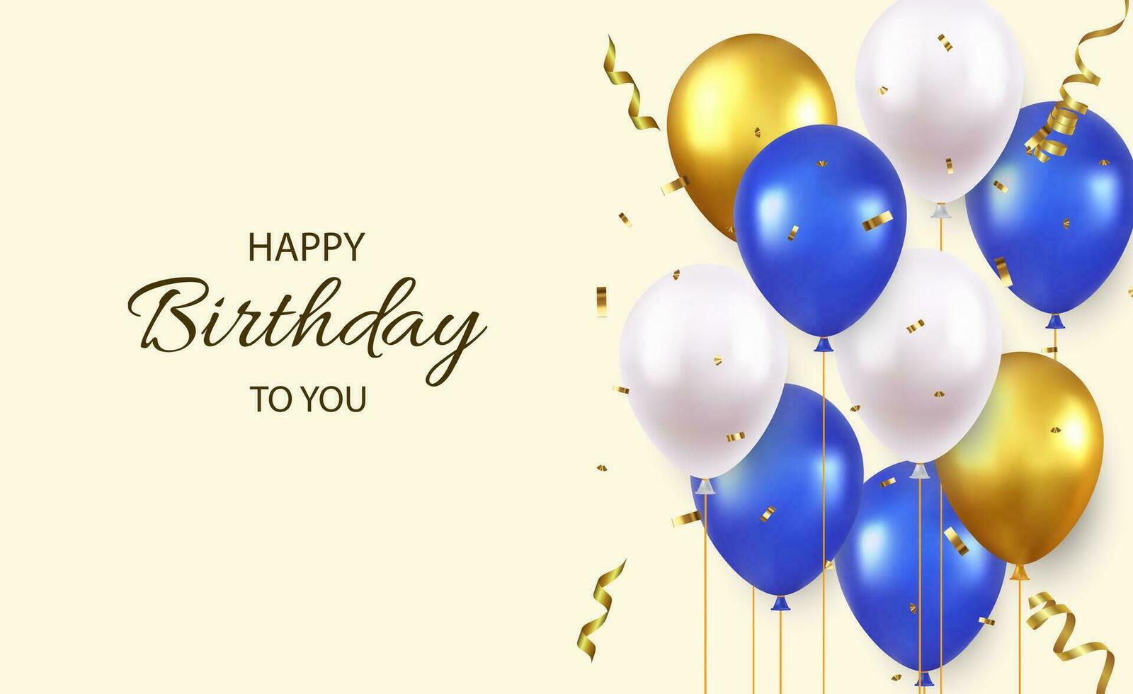 3d aniversário fundo com realista balões e confete . decoração elemento para nascimento dia celebração cumprimento cartão Projeto. vetor