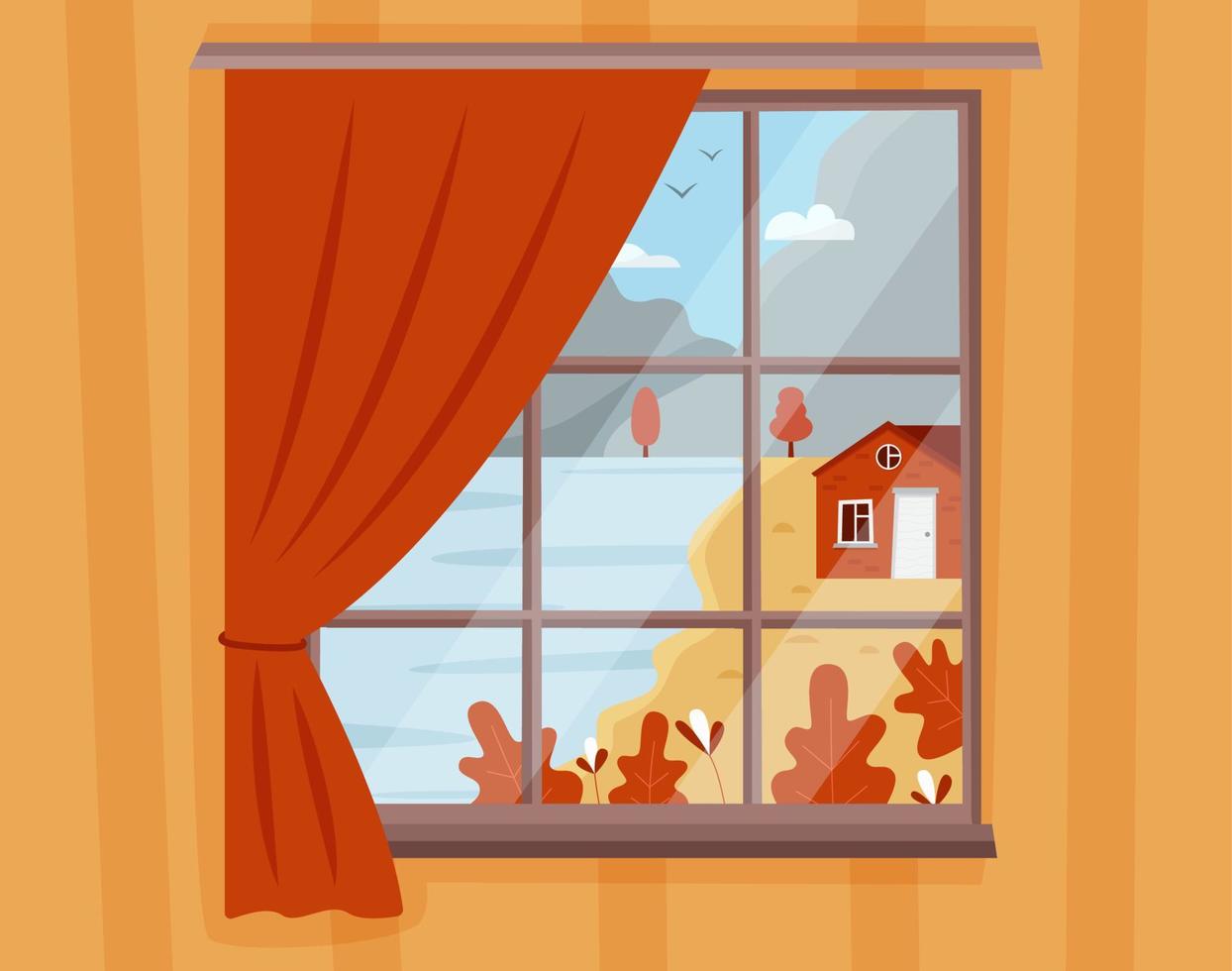 paisagem de outono vista da janela vetor