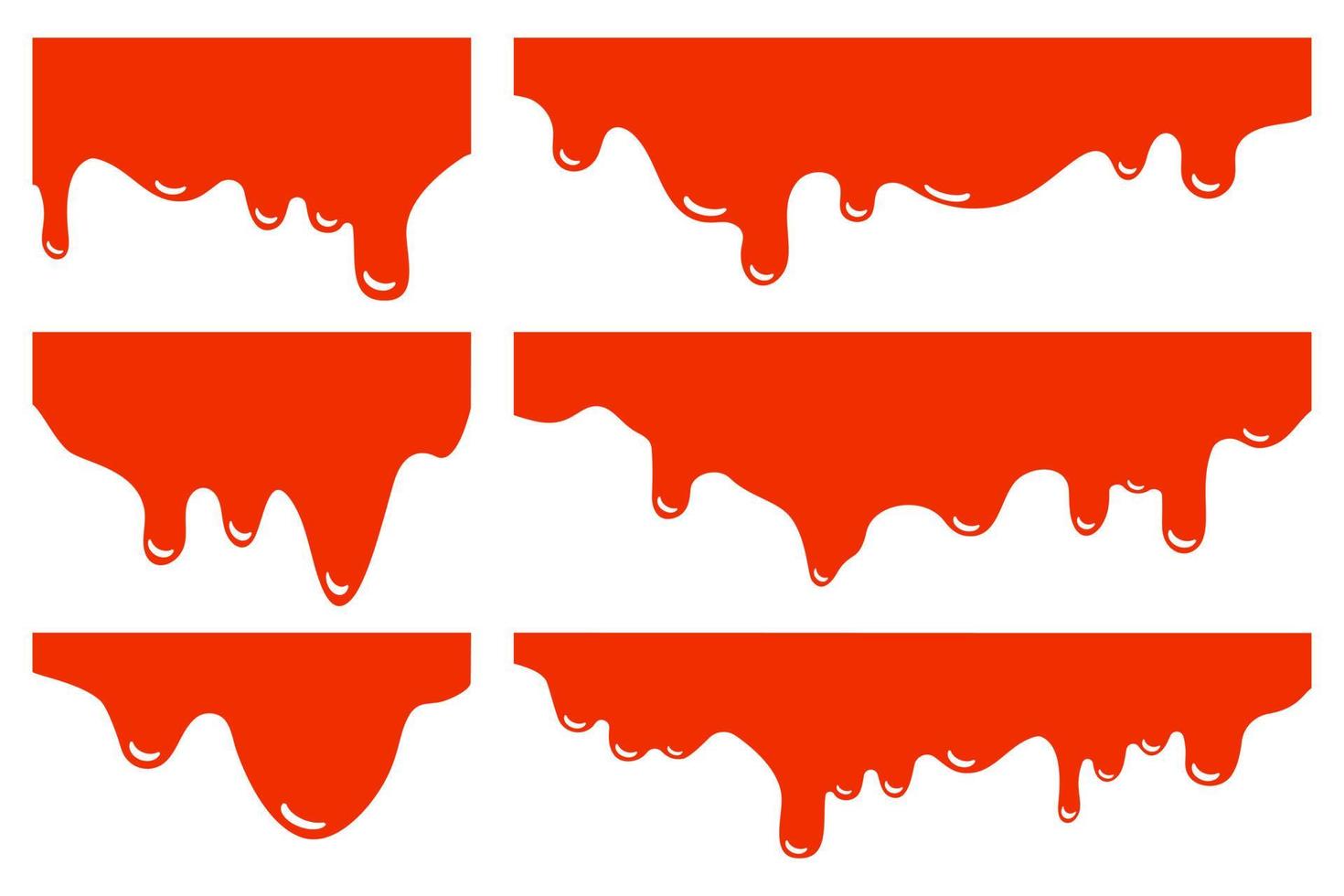 conjunto de bordas de gotejamento. tipografia de halloween de sangue vermelho. ilustração vetorial. vetor