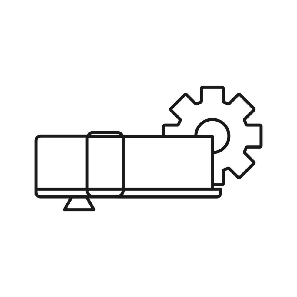 logotipo do serviço de dispositivo eletrônico. projeto de vetor de desenvolvimento de software.