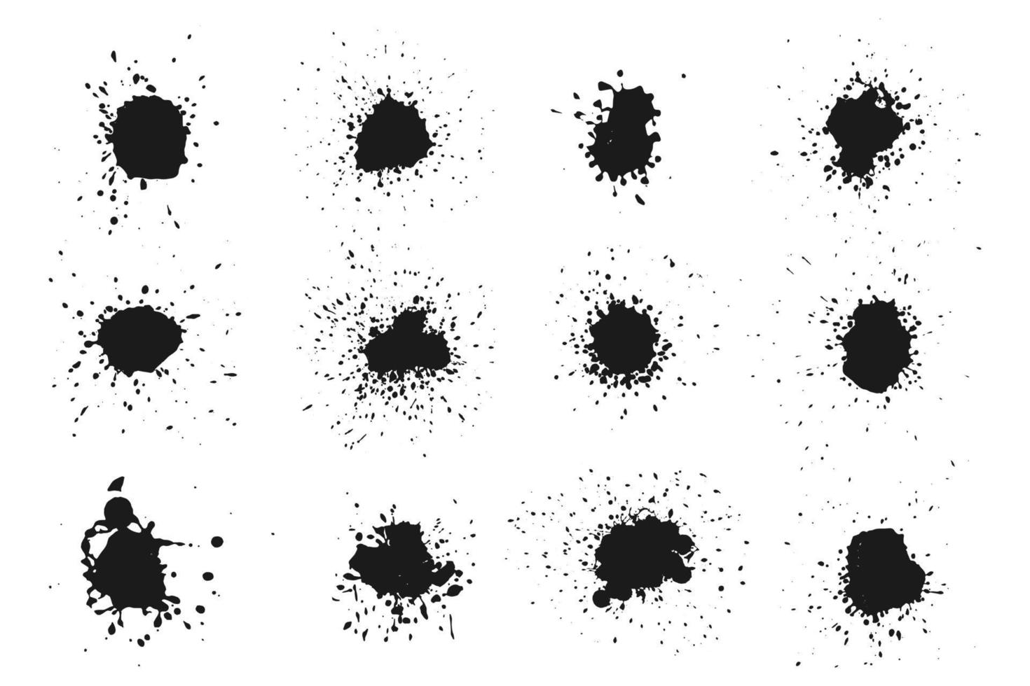 coleção abstrata de respingos de tinta preta vetor