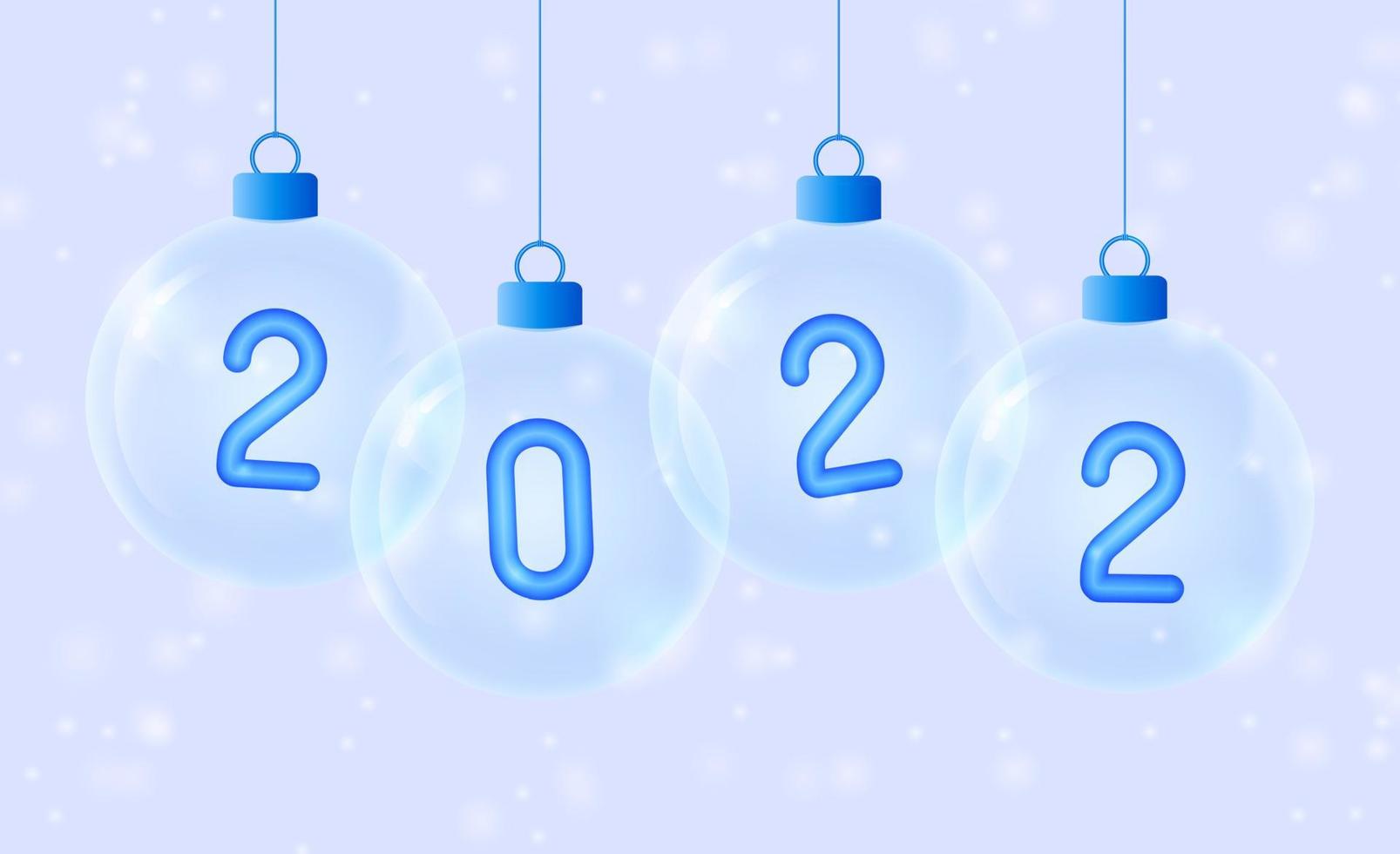 2022 feliz ano novo. número azul na bugiganga de vidro. natal comemorar festa 2022. cartaz de natal, banner, cartão de capa, folheto, panfleto, design de layout vetor