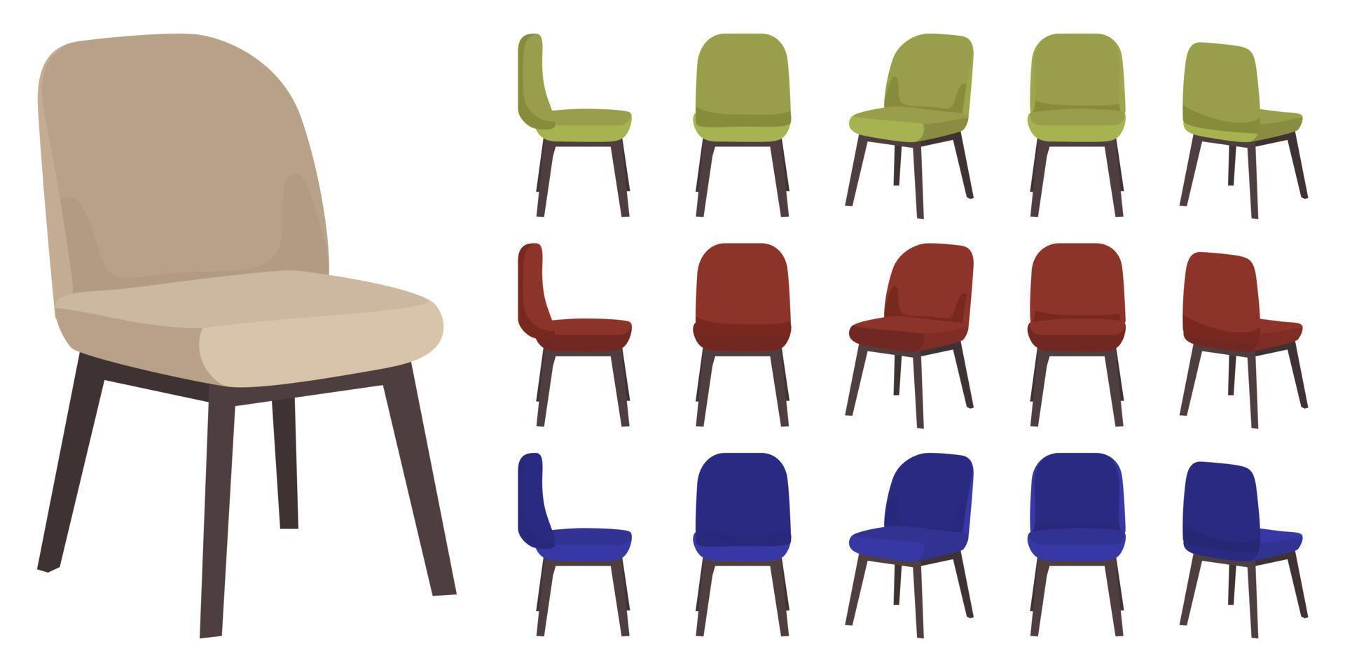 cadeira de escritório bonita e fofa para casa e escritório com diferentes posições e cores de pose vetor