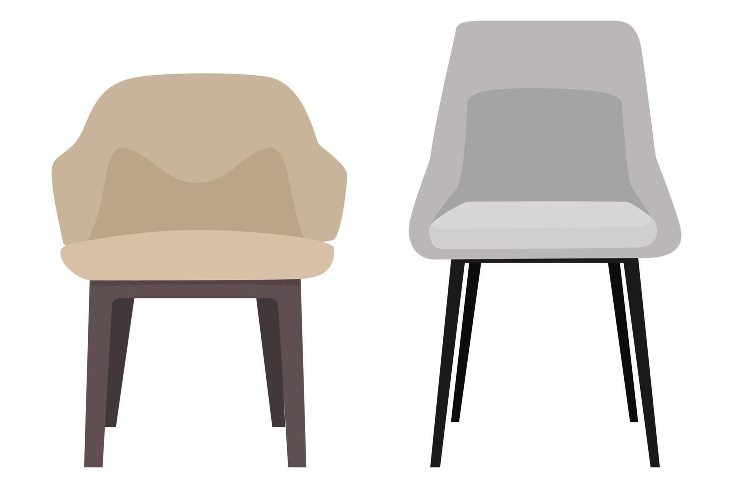 lindas cadeiras modernas para escritório e ao ar livre com diferentes poses, posições e cores isoladas vetor