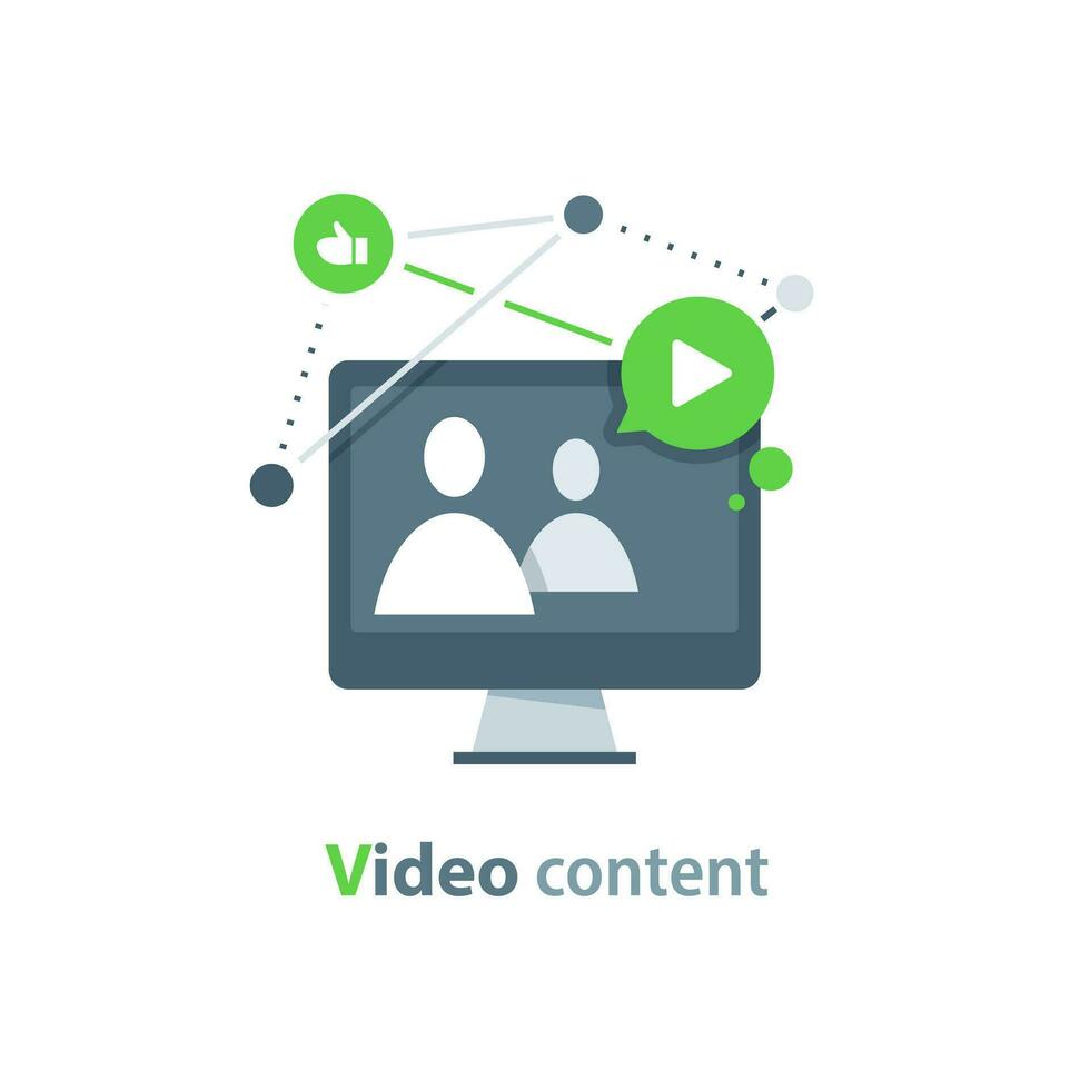 vídeo blogging conceito,internet marketing e publicidade, assistindo corrente televisão, viral vídeo vetor