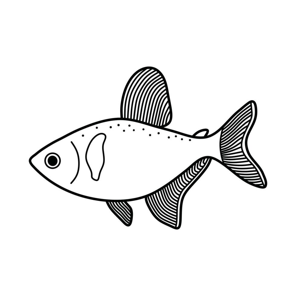 mão desenhado desenho animado vetor ilustração Preto fantasma tetra peixe ícone isolado em branco fundo