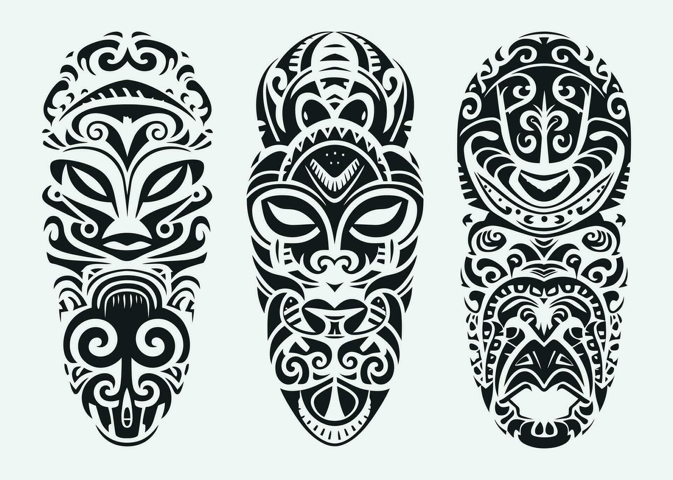 mão desenhado conjunto do tatuagem esboço maori estilo para perna ou ombro vetor