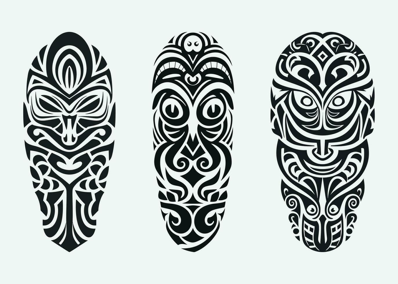 mão desenhado conjunto do tatuagem esboço maori estilo para perna ou ombro vetor