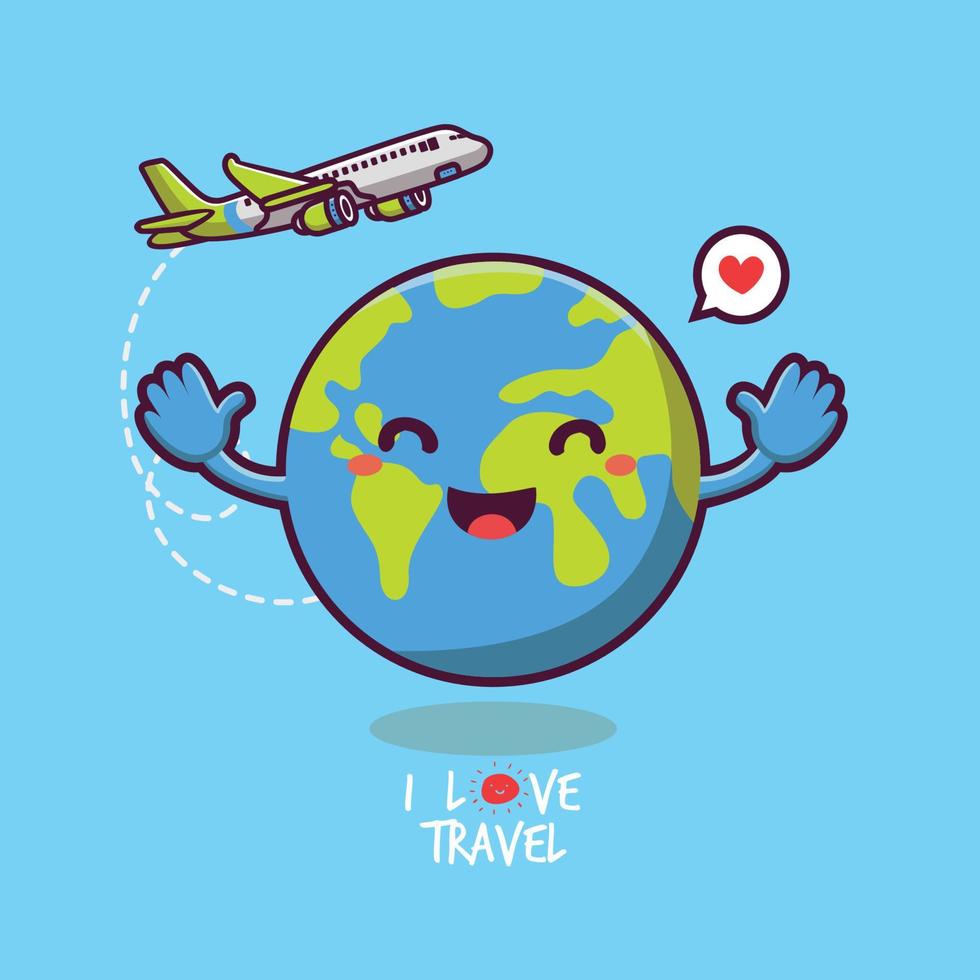 terra bonita e projeto do avião com o conceito de dia do turista. conceito de dia mundial do turismo de design plano vetor