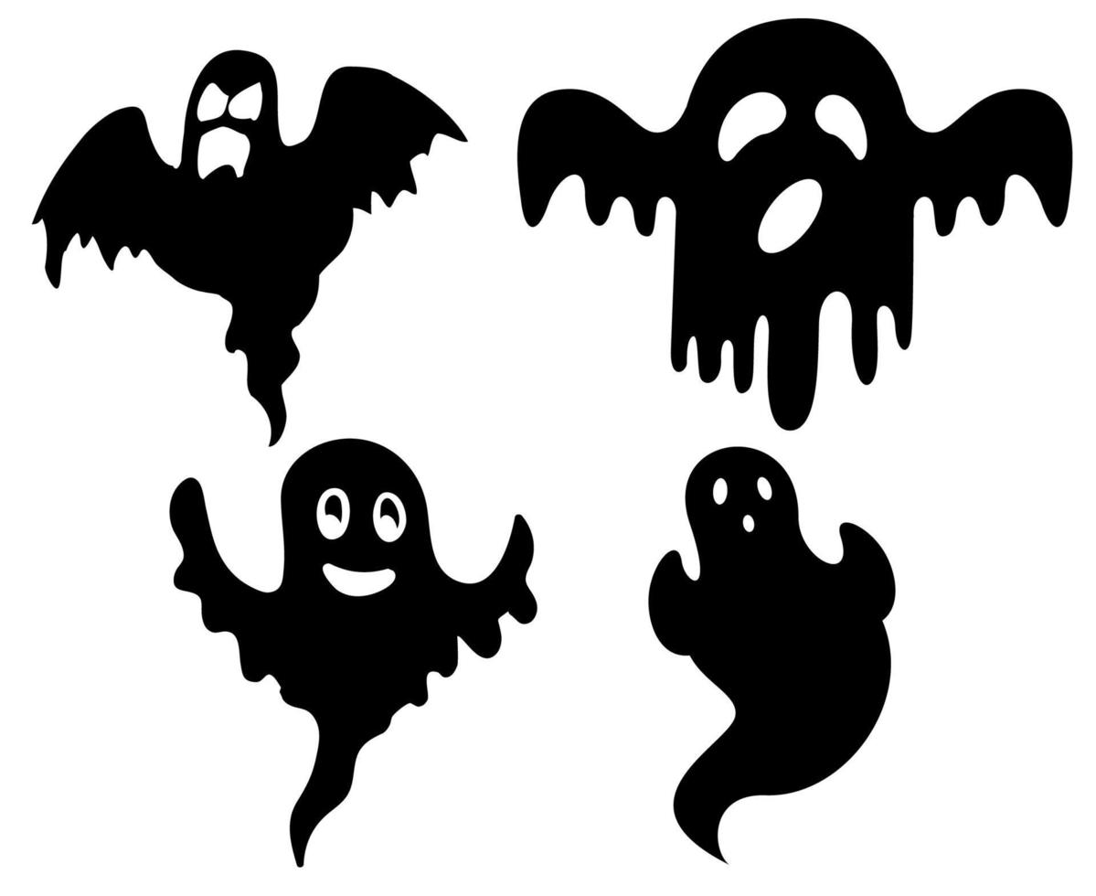 fantasmas objetos pretos sinais ilustração vetorial de símbolos com fundo branco vetor