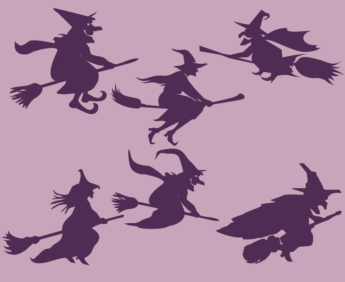 bruxa halloween objetos sinais símbolos ilustração vetorial abstrato com fundo roxo vetor