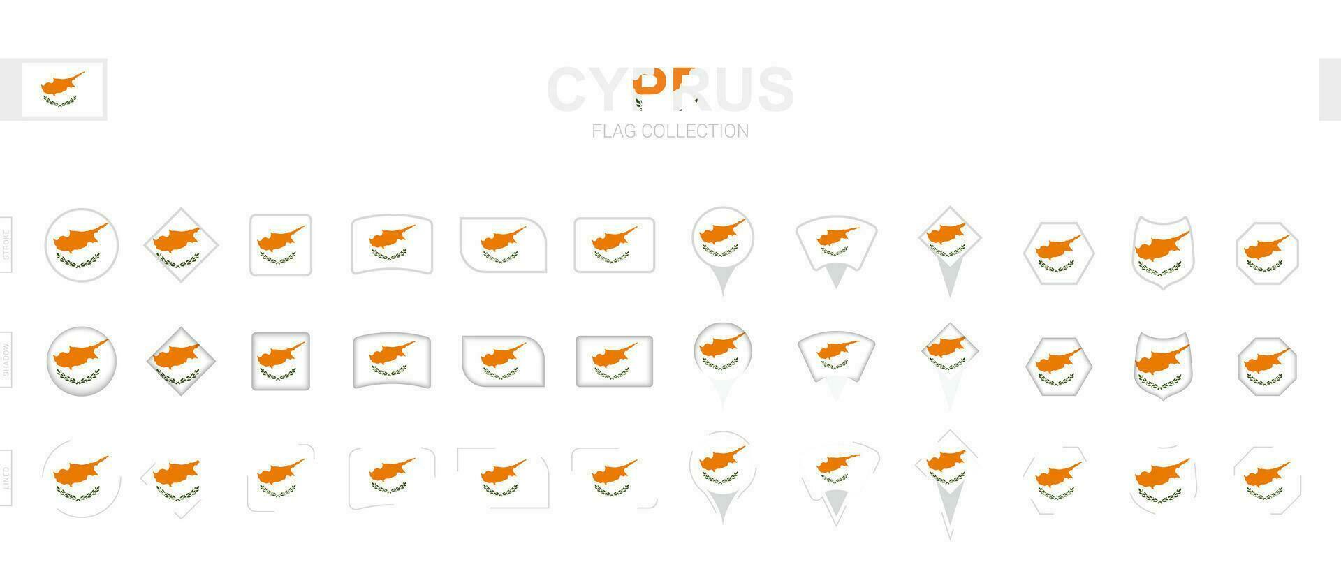 ampla coleção do Chipre bandeiras do vários formas e efeitos. vetor