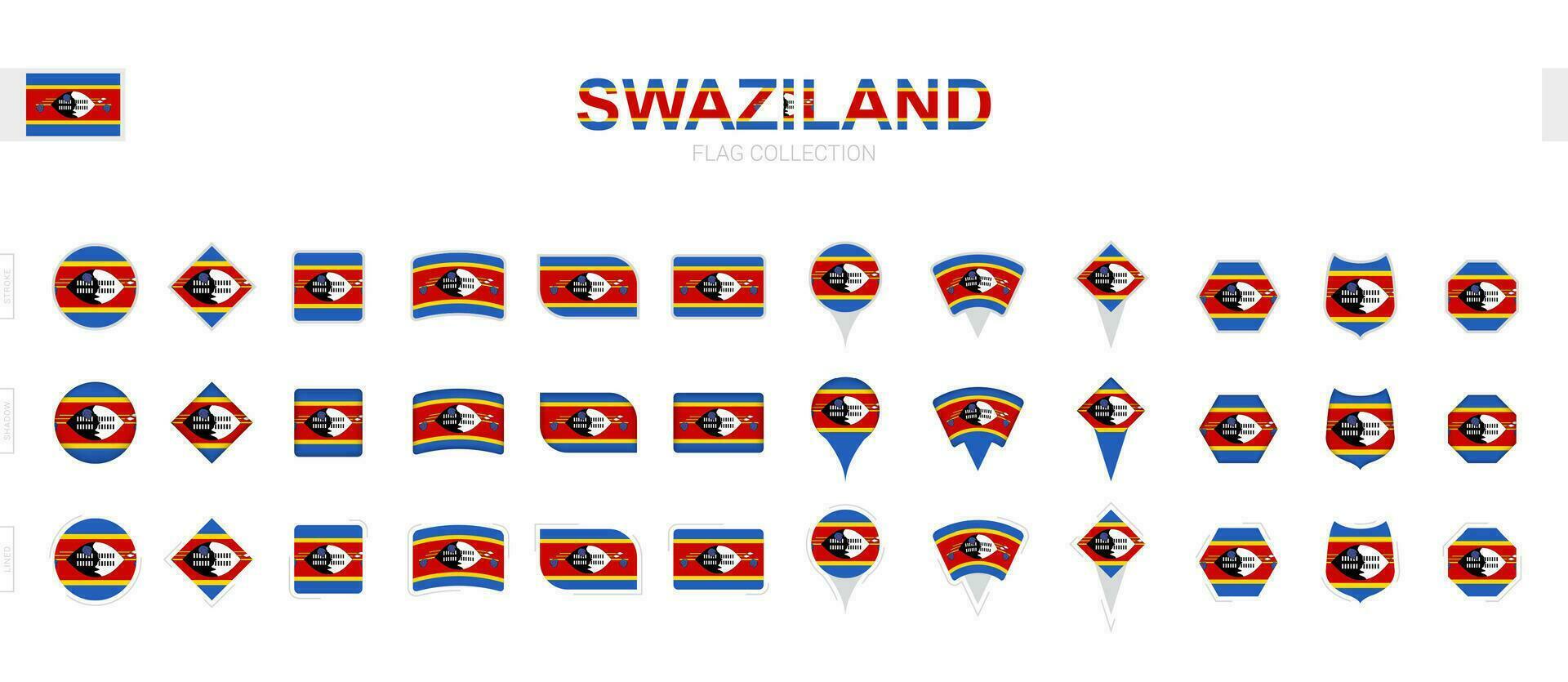 ampla coleção do Suazilândia bandeiras do vários formas e efeitos. vetor