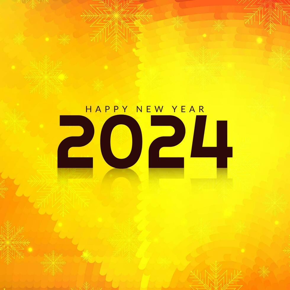 feliz Novo ano 2024 moderno cumprimento amarelo fundo Projeto vetor