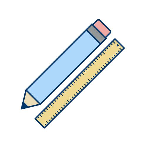 Ícone de lápis e régua de vetor