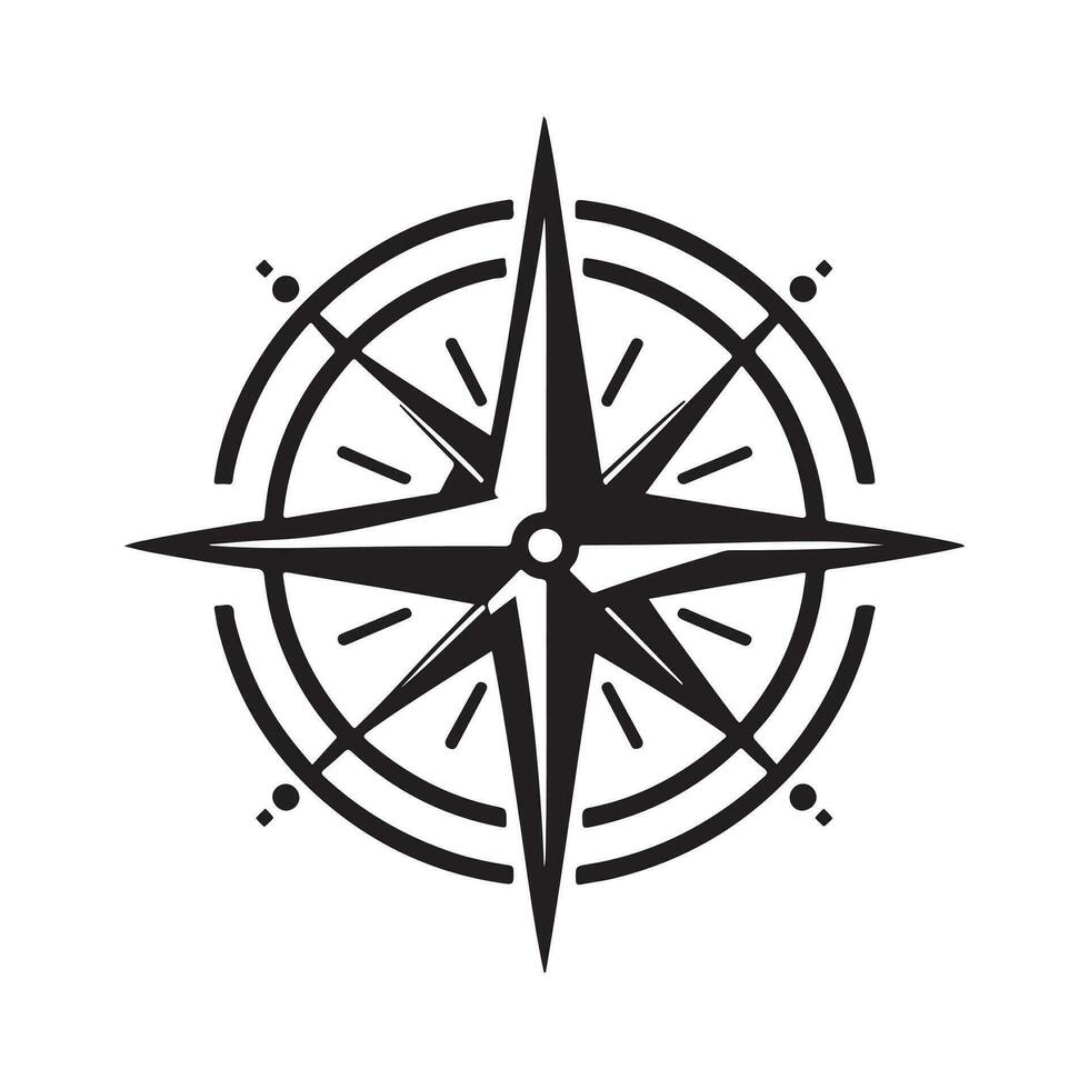 geométrico monocromático ilustração logotipo do bússola vetor