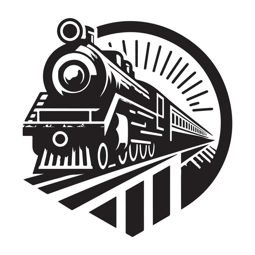 vintage mão desenhado ilustração do velho vapor trem logotipo Projeto vetor