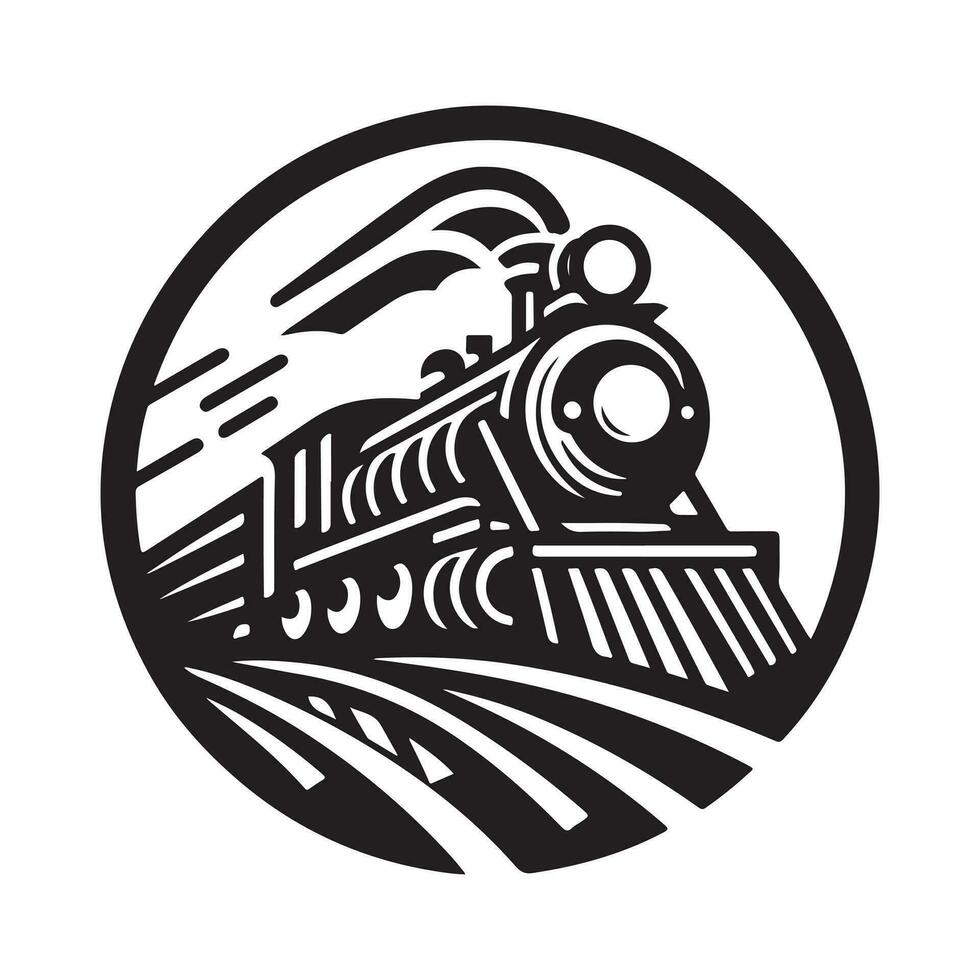 vintage mão desenhado ilustração do velho vapor trem logotipo Projeto vetor