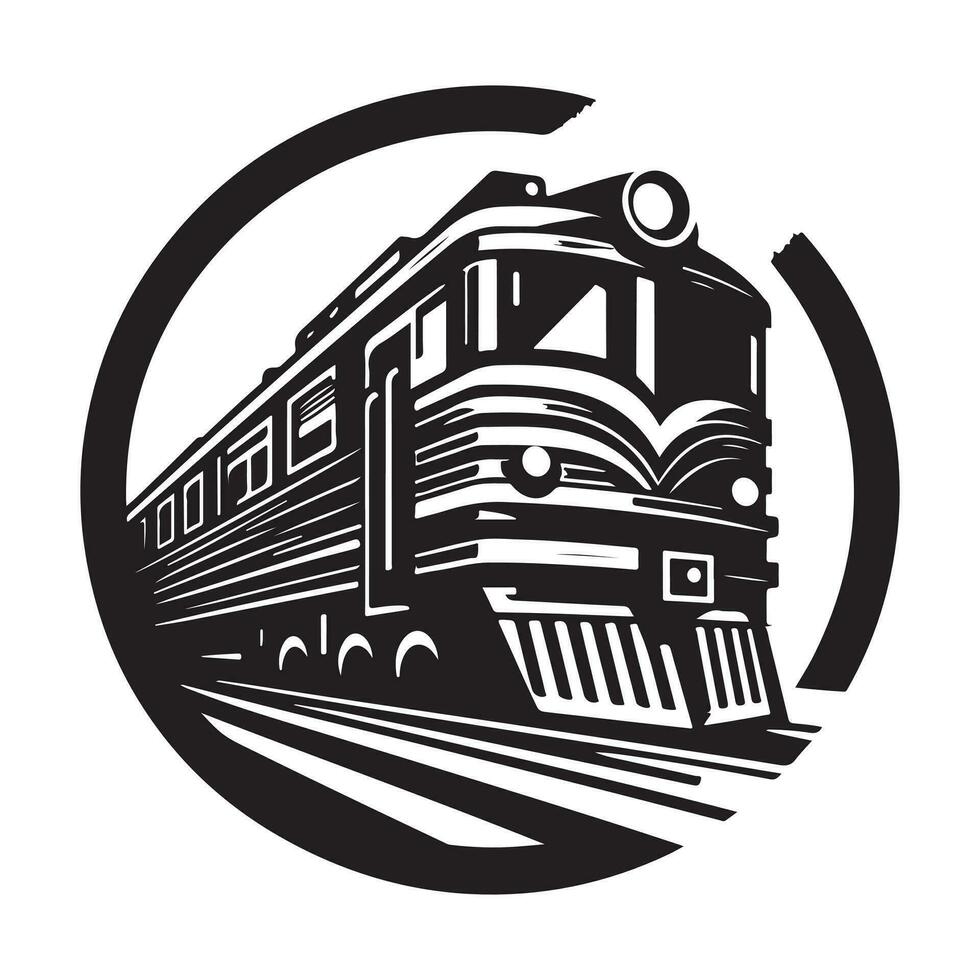 vintage mão desenhado ilustração do velho vapor trem logotipo Projeto vetor