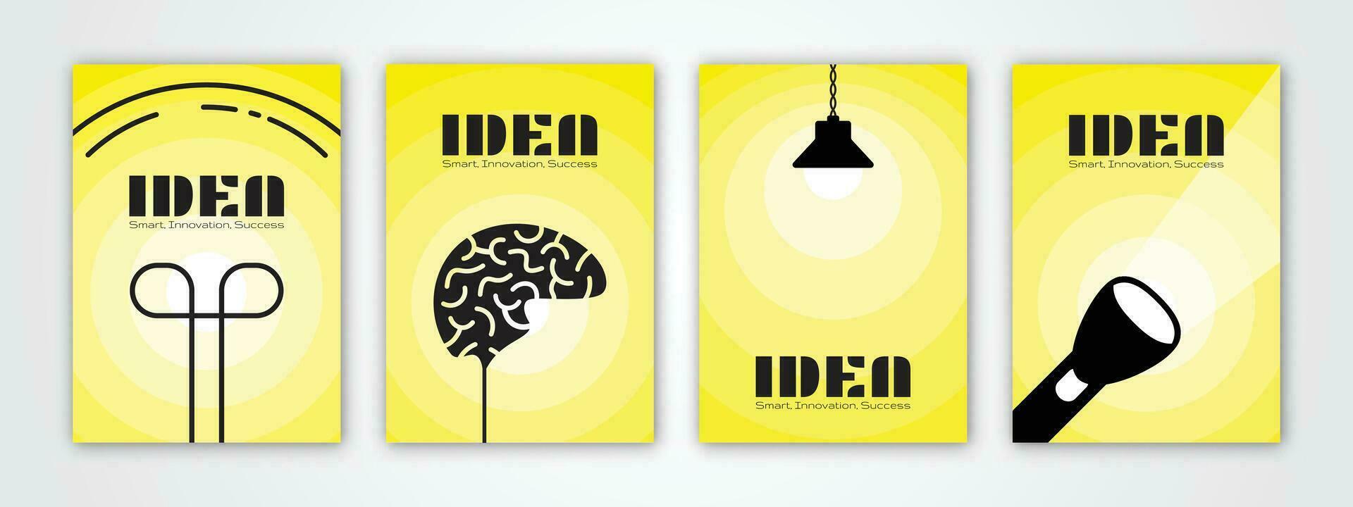 idéia cobrir, fundo conceito do lâmpada, cérebro e lanterna. com uma visão do Ideias, sucesso, inteligência, inovação vetor