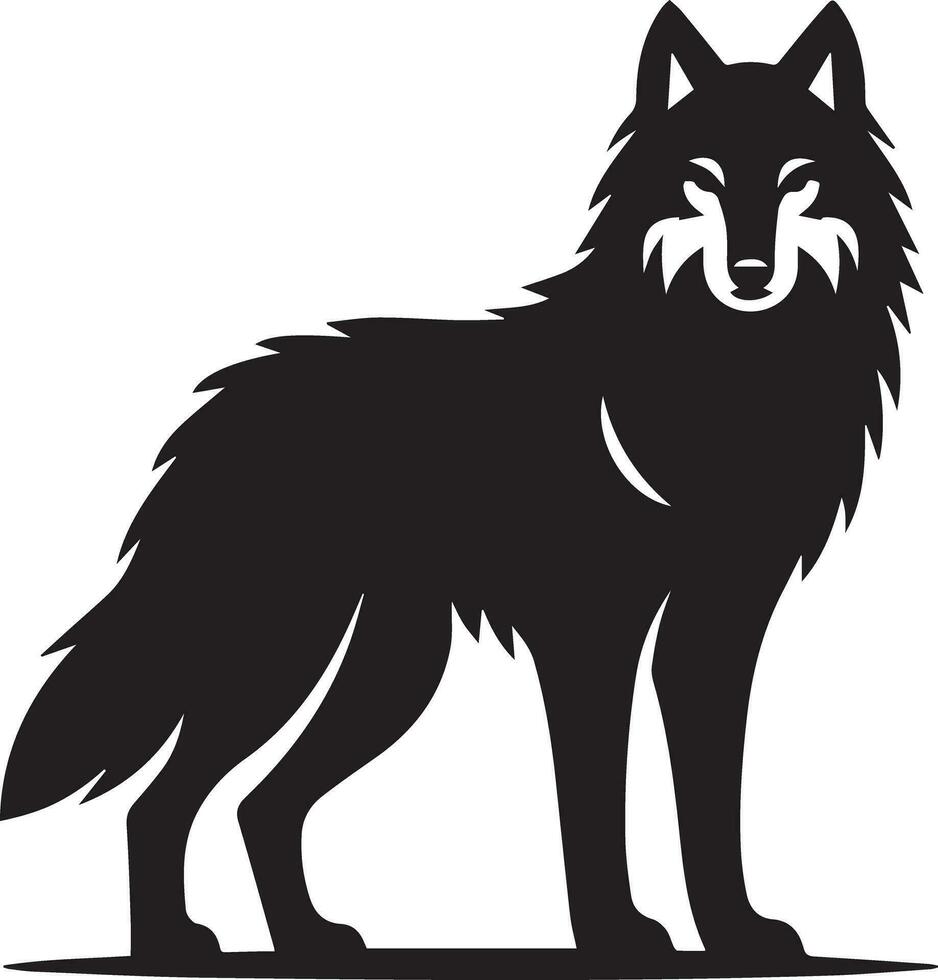 Lobo silhueta editável vetor ilustração isolado sobre branco fundo