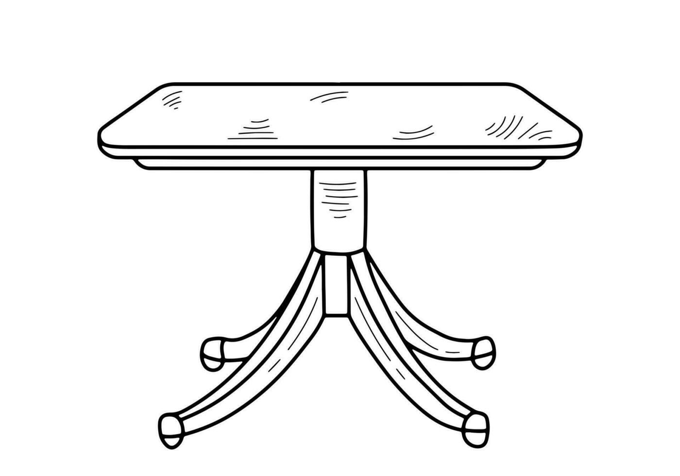 esboço do uma mesa, mesa, dieta mesa, Área de Trabalho, cozinha mesa. peça do mobiliário. mobília para quarto, estudar, vivo sala, cozinha vetor