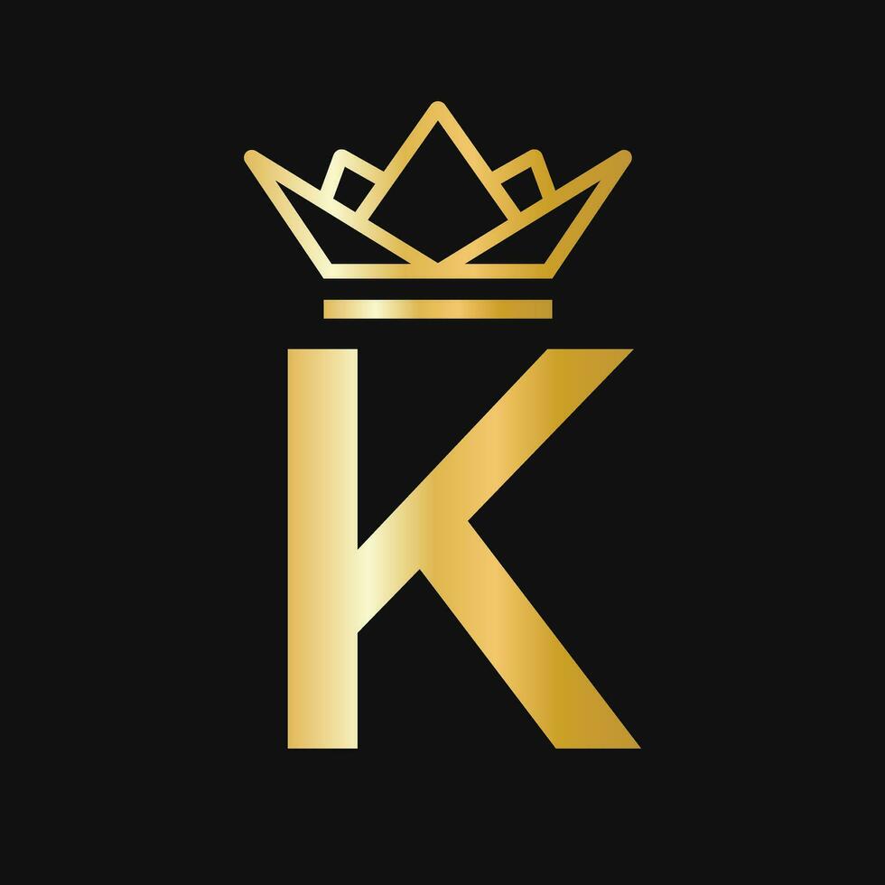 carta k coroa logotipo. coroa logotipo para beleza, moda, estrela, elegante, luxo placa vetor