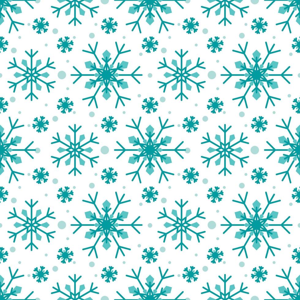 padrão sem emenda com flocos de neve azuis sobre fundo branco. decoração tradicional festiva de inverno para o ano novo, natal, feriados e design. ornamento de linha simples repetir flocos de neve vetor