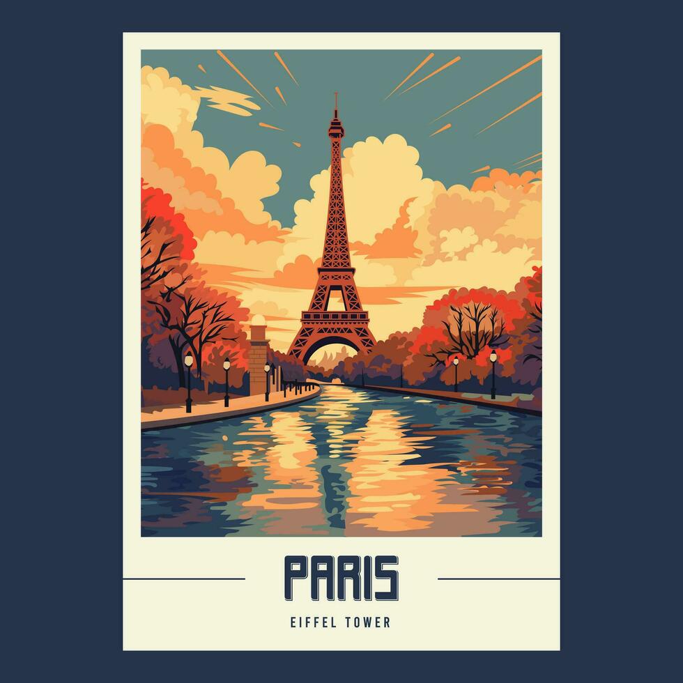 Paris retro vintage viagem poster vetor