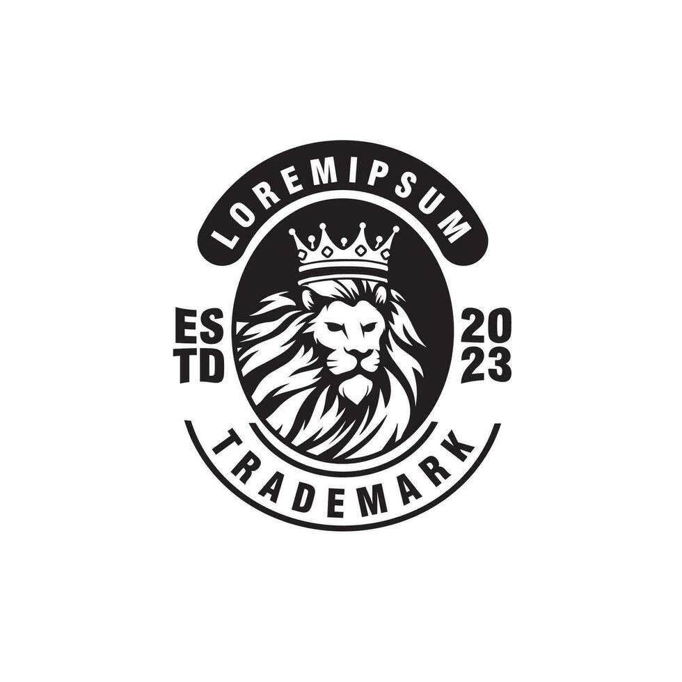 leão rei crachá vintage logotipo Projeto vetor modelo ilustração
