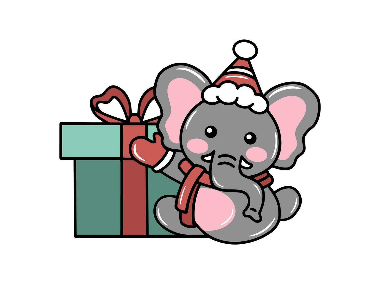 Natal com elefante desenho animado vetor