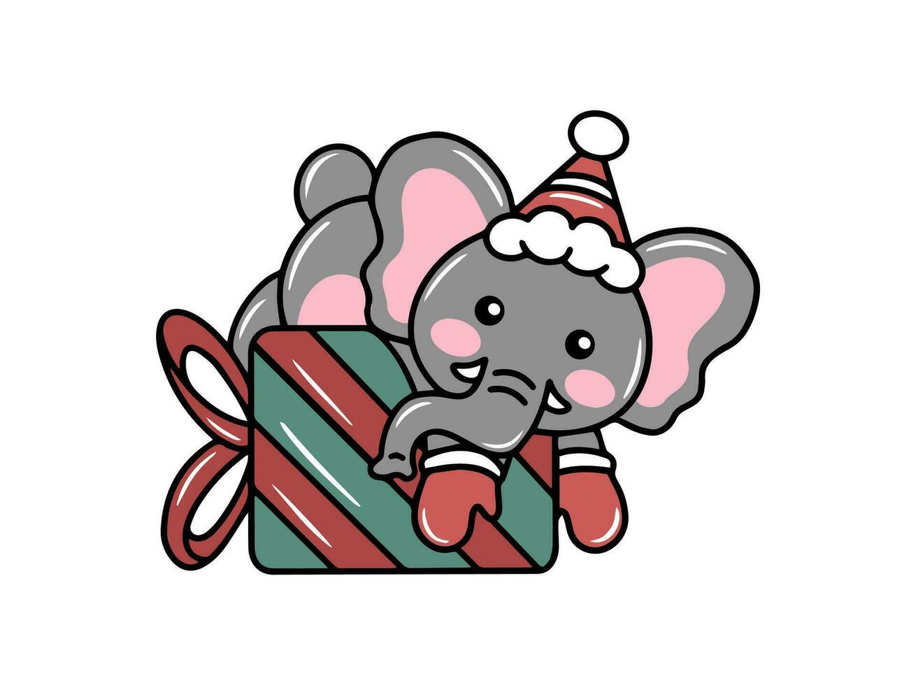 Natal com elefante e santa chapéu vetor