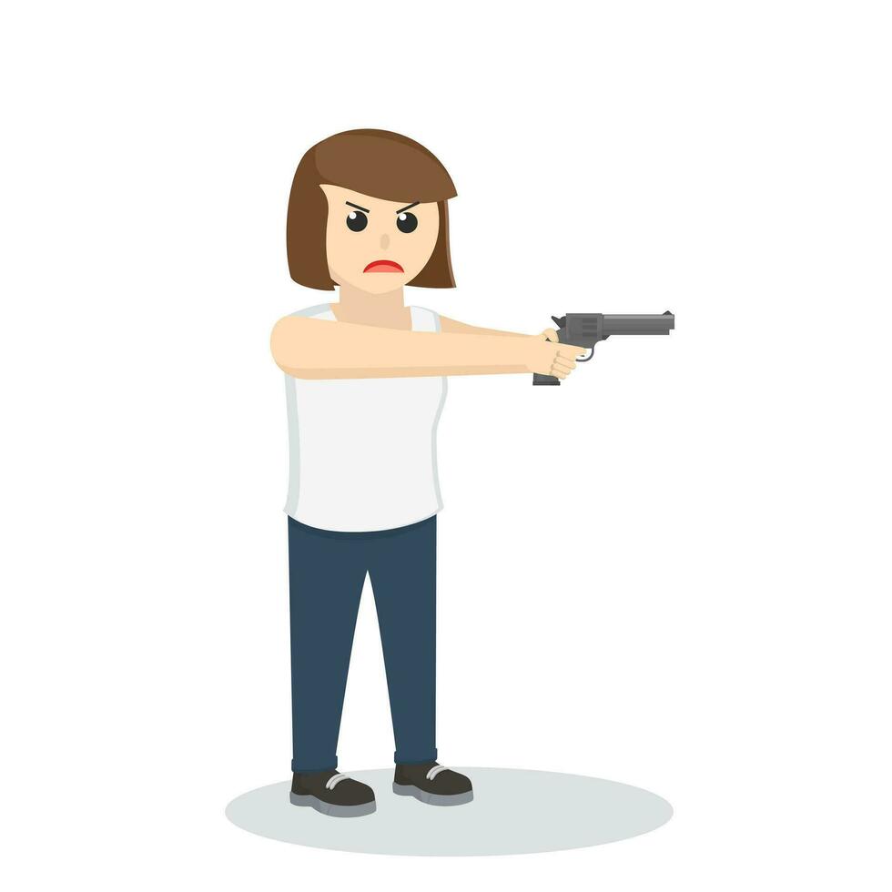 bandido mulher com arma de fogo vetor