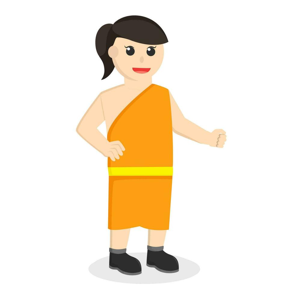 monge mulher pose Projeto personagem em branco fundo vetor